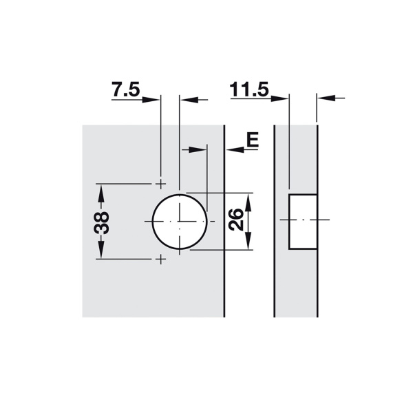 Петля Metallamat Mini для стекла, накладная, slide on, УО 92°, Ø26 мм, 38х7,5 мм, без SC